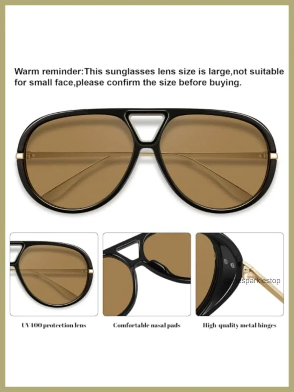 Oversized Retro Aviator Sunglasses UV400 Protection 3 Pack